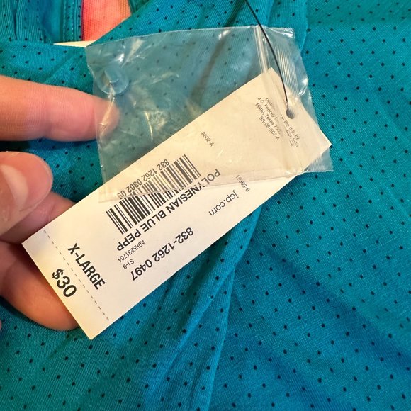 NWT Worthington Turquoise Polka Dot Short sleeve Blouse XL - Picture 7 of 9